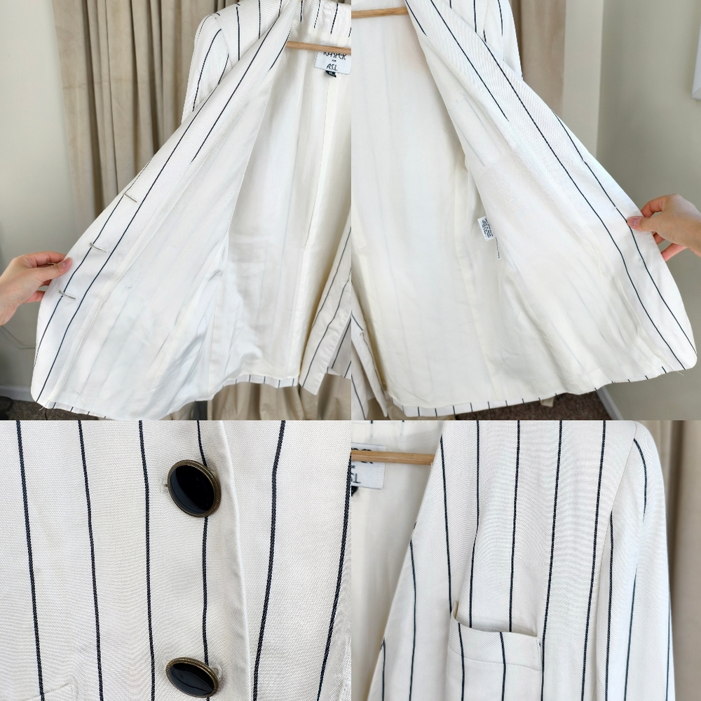 Vintage Kasper White and Black Striped Blazer - Picture 8 of 8